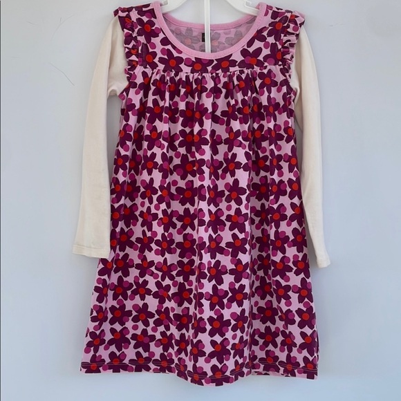 Tea Collection Pink Red  and Cream Casual Floral Dress Size  5 - Picture 3 of 15